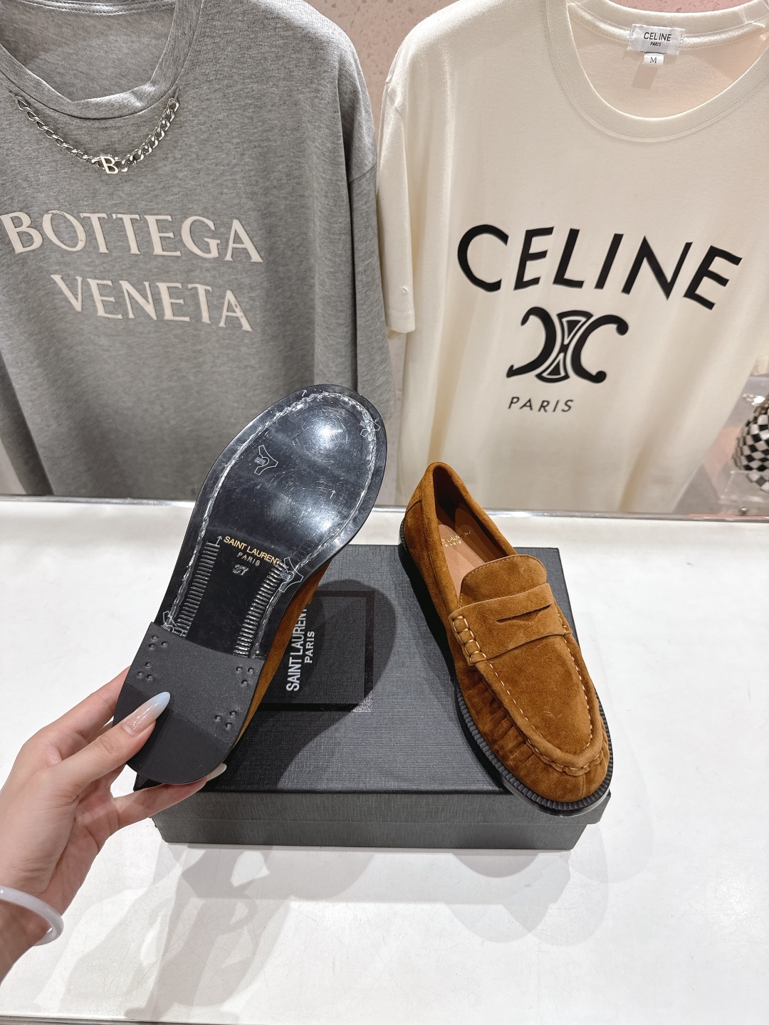 高版本出厂 SAINT LAURENT/圣罗兰YSL 25ss爆款平底玛丽珍一脚蹬乐福鞋,2025全新升