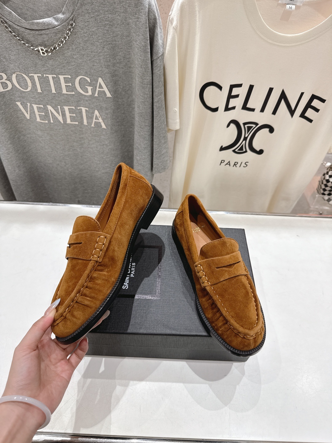 高版本出厂 SAINT LAURENT/圣罗兰YSL 25ss爆款平底玛丽珍一脚蹬乐福鞋,2025全新升