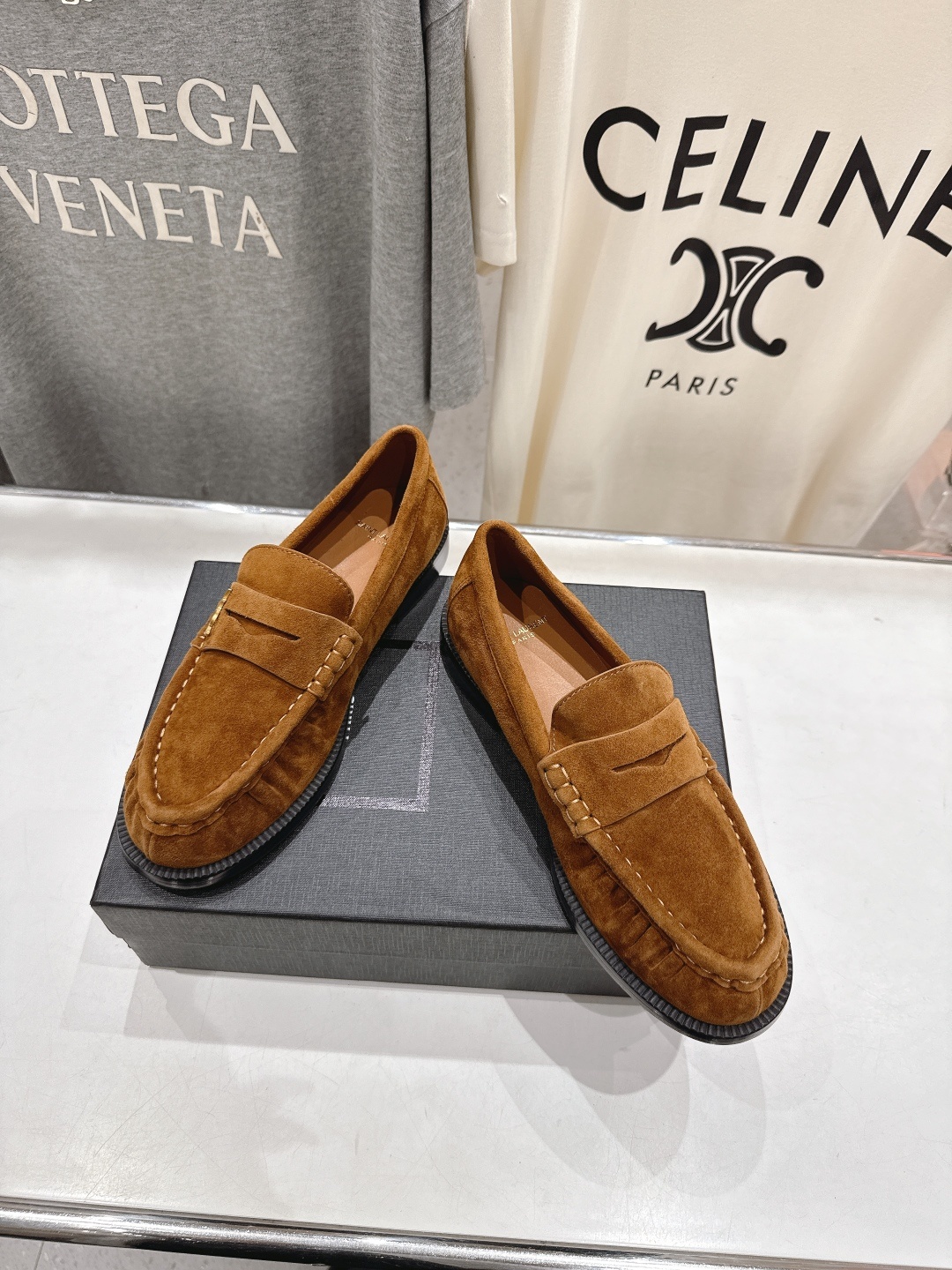 高版本出厂 SAINT LAURENT/圣罗兰YSL 25ss爆款平底玛丽珍一脚蹬乐福鞋,2025全新升