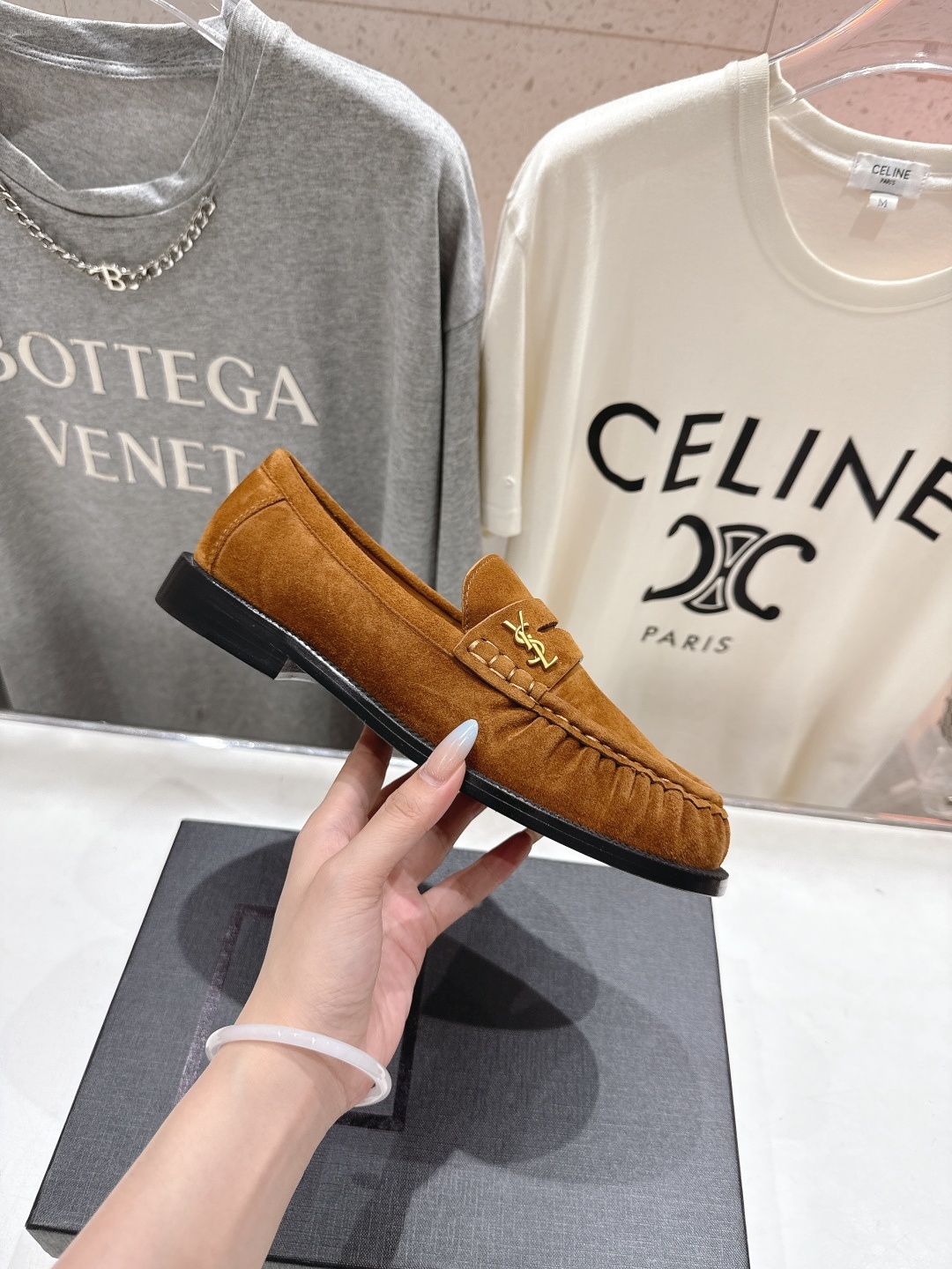 高版本出厂 SAINT LAURENT/圣罗兰YSL 25ss爆款平底玛丽珍一脚蹬乐福鞋,2025全新升