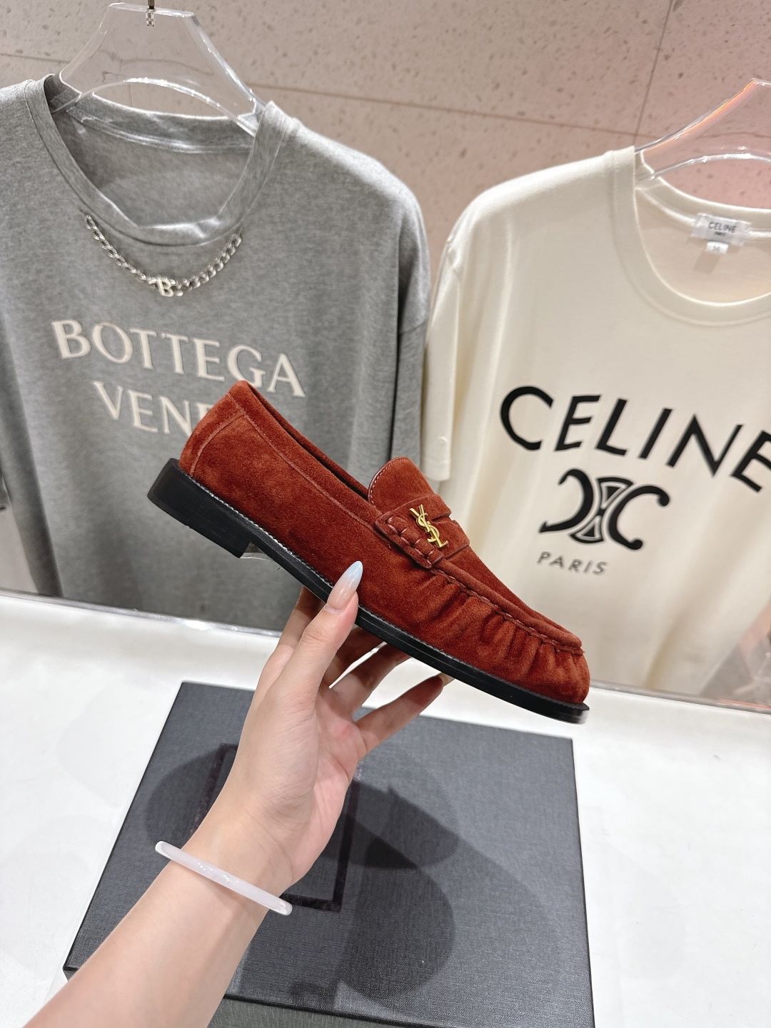 高版本出厂 SAINT LAURENT/圣罗兰YSL 25ss爆款平底玛丽珍一脚蹬乐福鞋,2025全新升