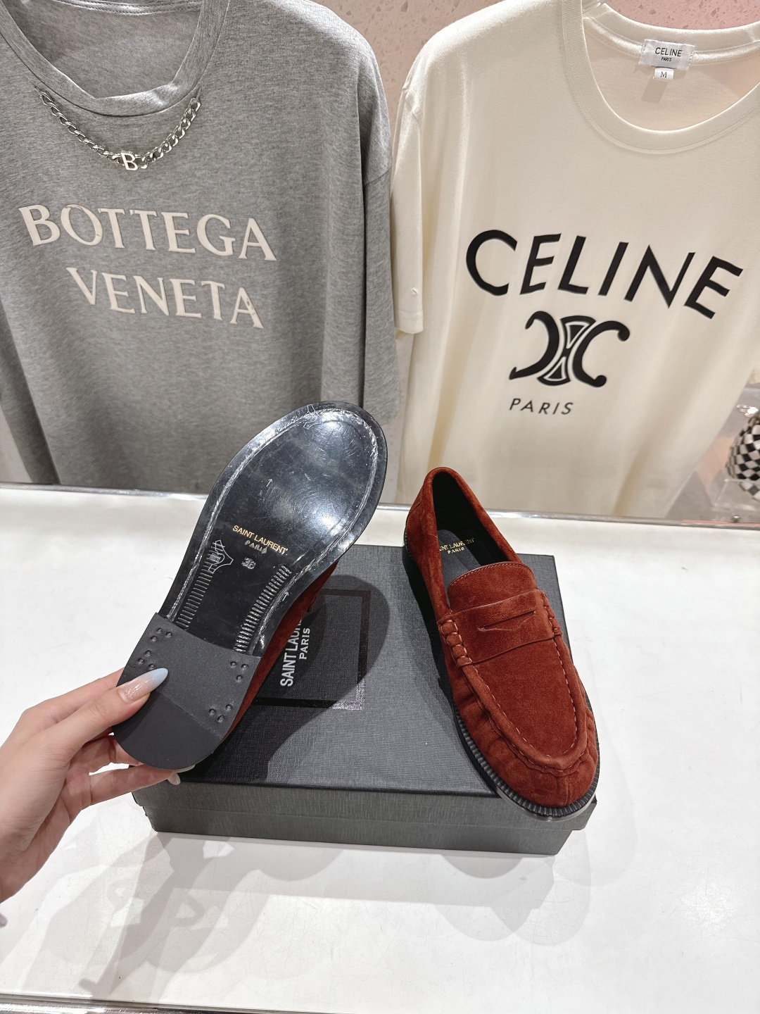 高版本出厂 SAINT LAURENT/圣罗兰YSL 25ss爆款平底玛丽珍一脚蹬乐福鞋,2025全新升