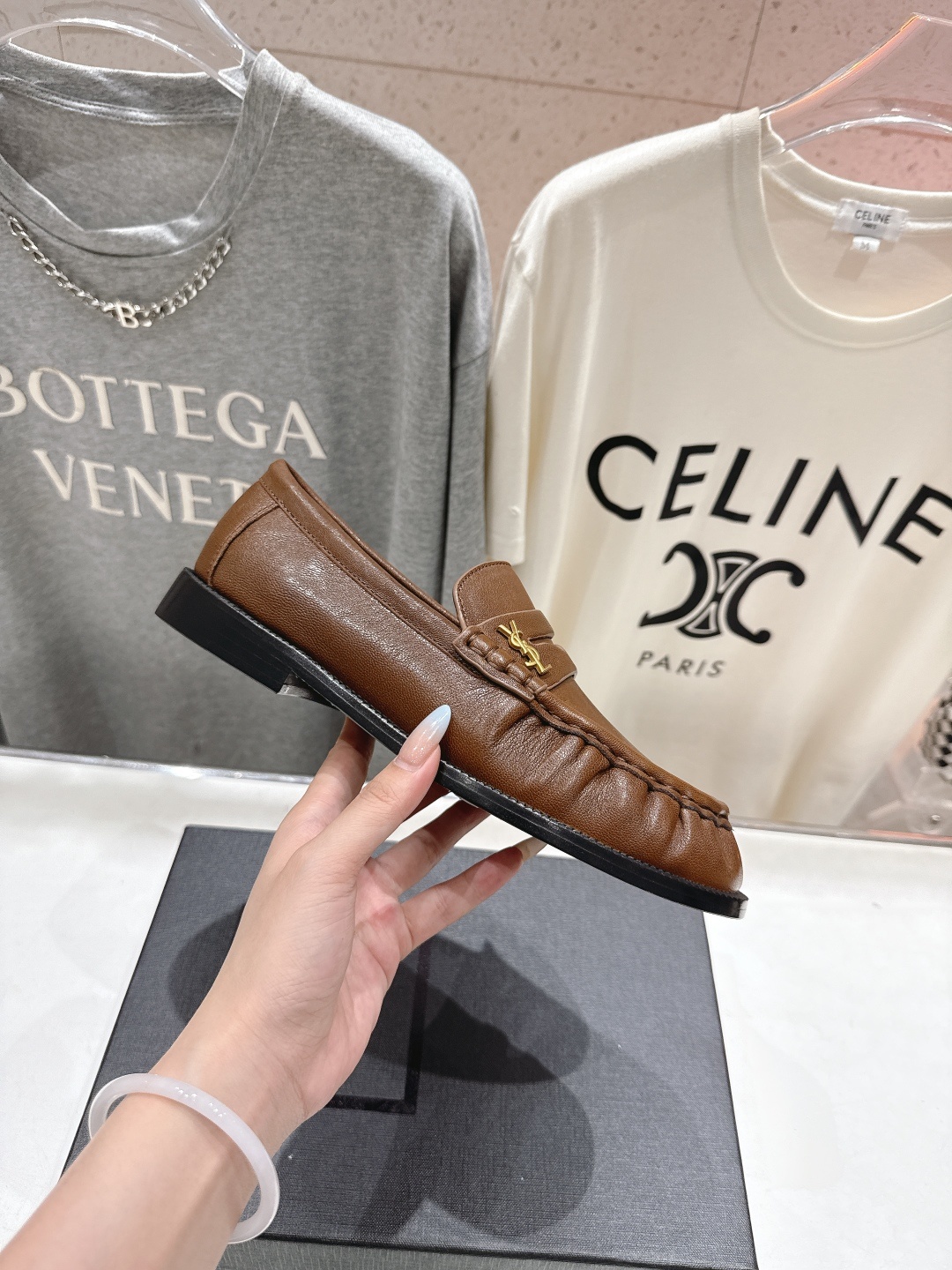 高版本出厂 SAINT LAURENT/圣罗兰YSL 25ss爆款平底玛丽珍一脚蹬乐福鞋,2025全新升
