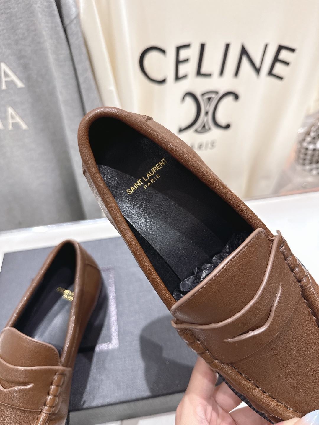 高版本出厂 SAINT LAURENT/圣罗兰YSL 25ss爆款平底玛丽珍一脚蹬乐福鞋,2025全新升