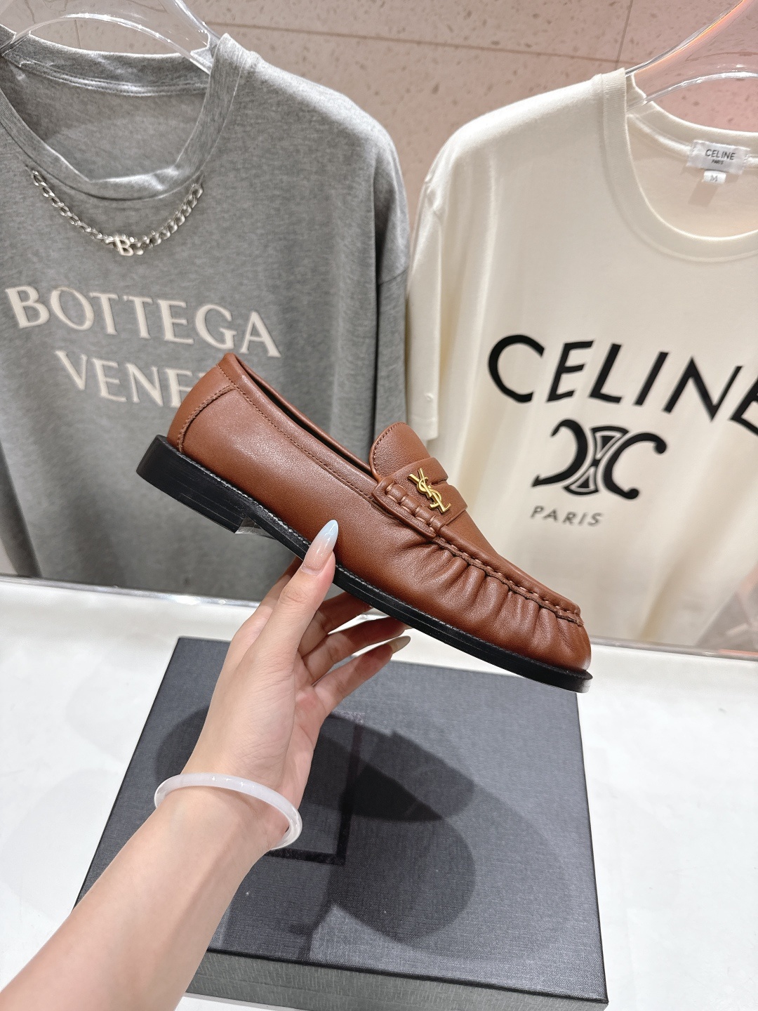 高版本出厂 SAINT LAURENT/圣罗兰YSL 25ss爆款平底玛丽珍一脚蹬乐福鞋,2025全新升