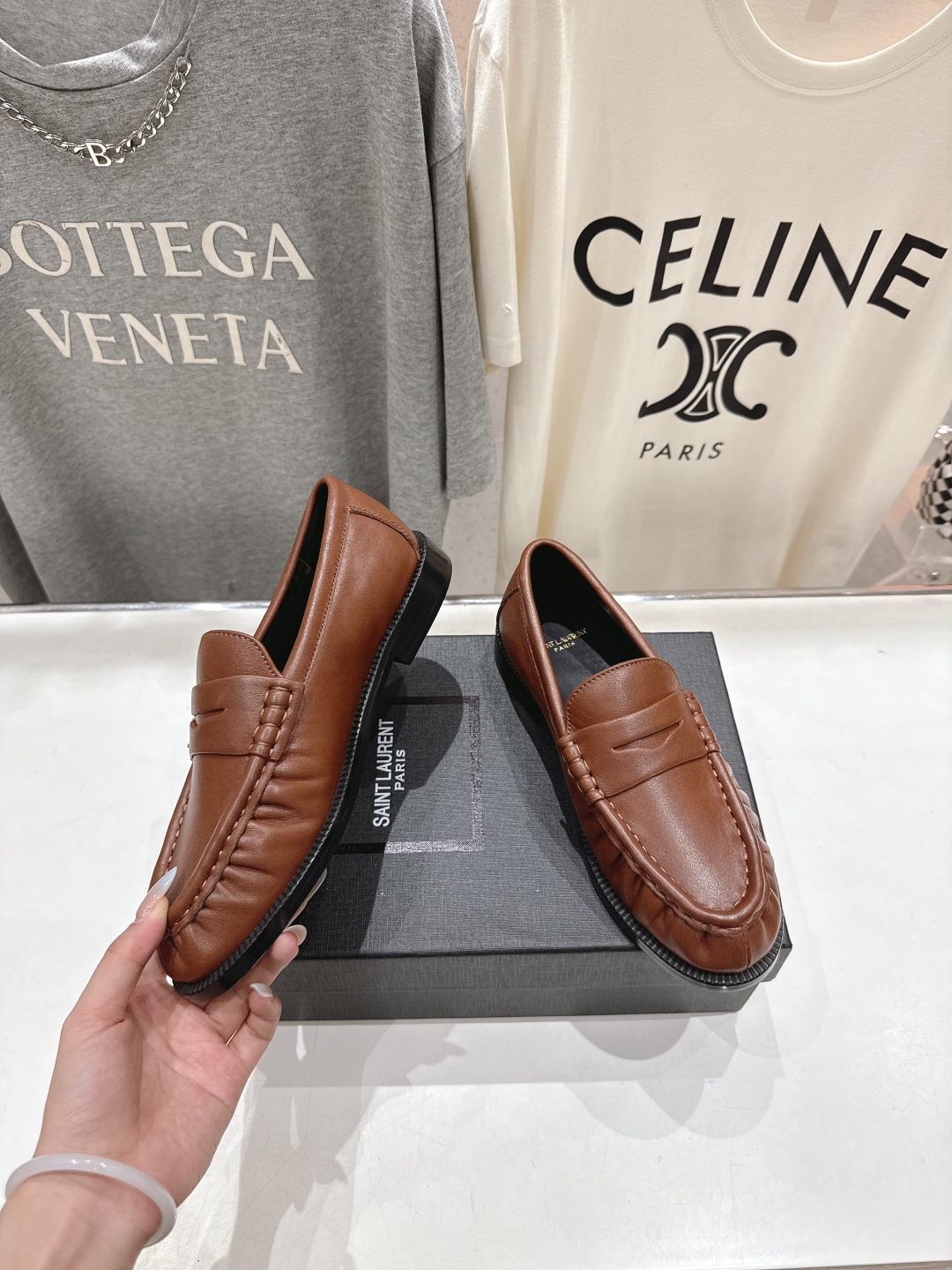 高版本出厂 SAINT LAURENT/圣罗兰YSL 25ss爆款平底玛丽珍一脚蹬乐福鞋,2025全新升