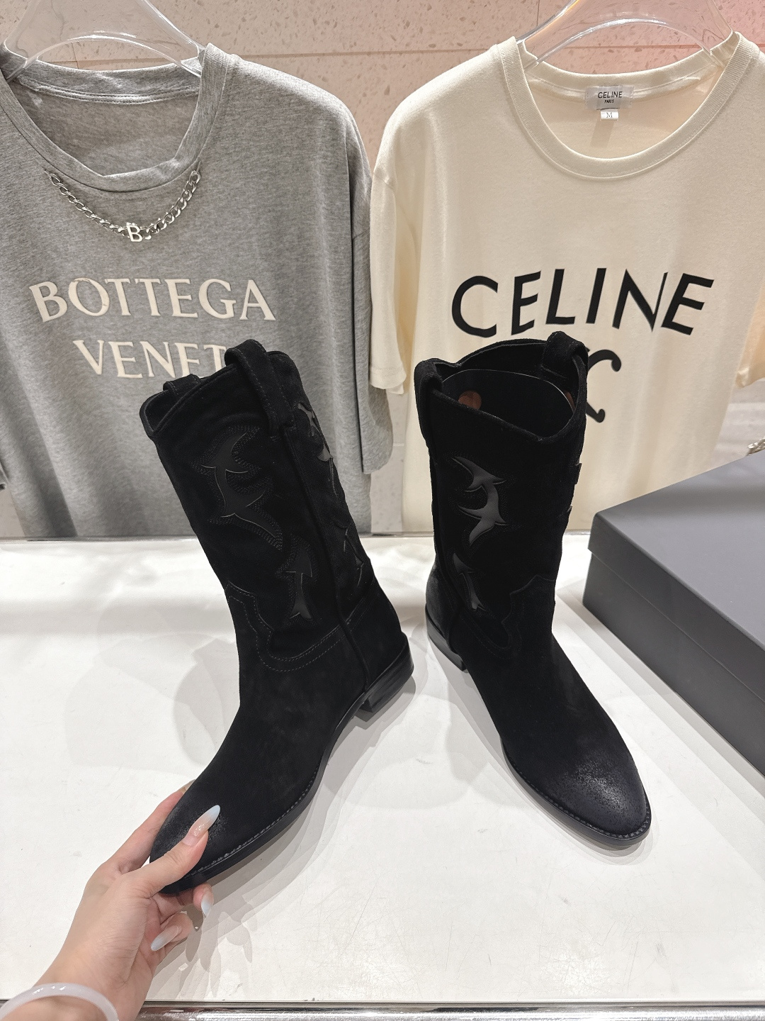 高版本出厂 SARTORE...潮牌F028 2025ss秋冬专柜新款英伦风复古高跟短靴骑士靴西部靴集现