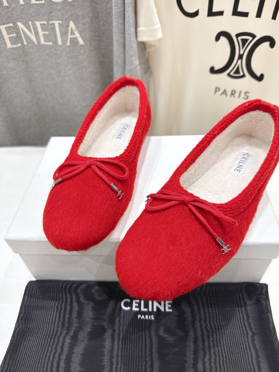高版本出厂 毛里 CELINE*赛琳F018 2025ss新款玛丽珍加毛平底乐福鞋毛毛鞋单鞋网红爆款来袭