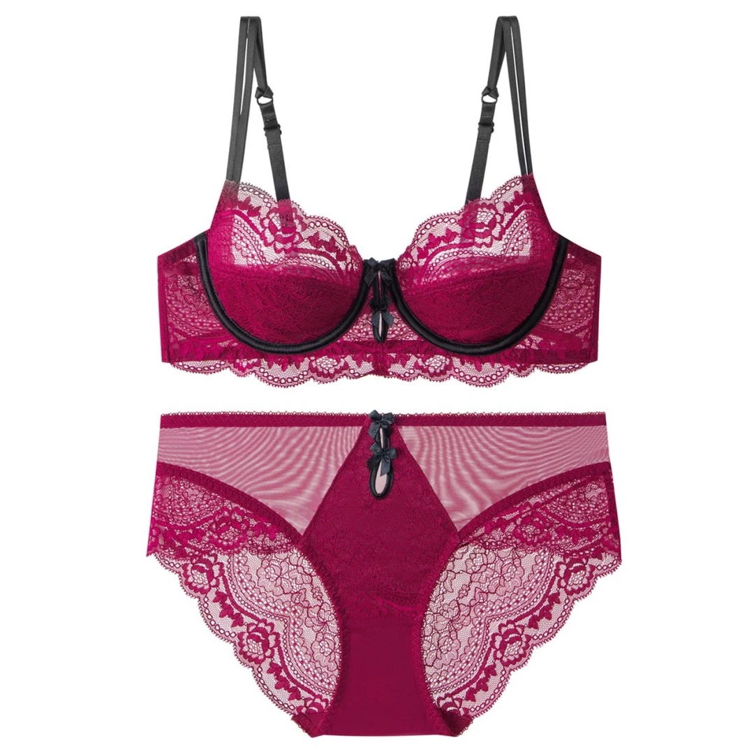 Lace Lingerie Set - Bra and Panty Set - Unlined Floral Lace - Multiple Sizes