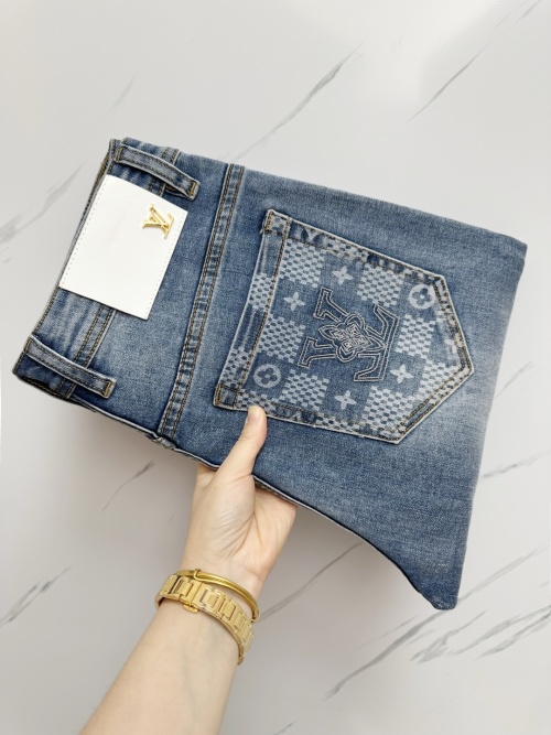 Louis Vuitton Denim Jeans With Signature Detailing, Sizes 29-38