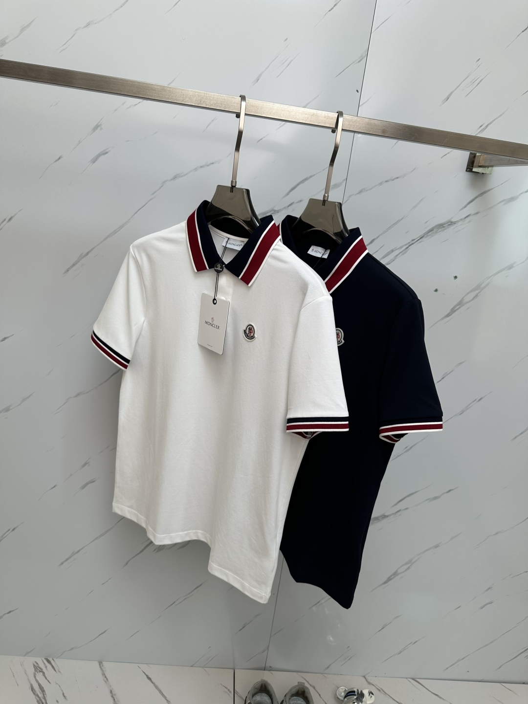 Moncler Men's Polo Shirt - Short Sleeve, Tri-Color Trim, Premium Cotton 8 cmp i1749383545401 5313 0 7