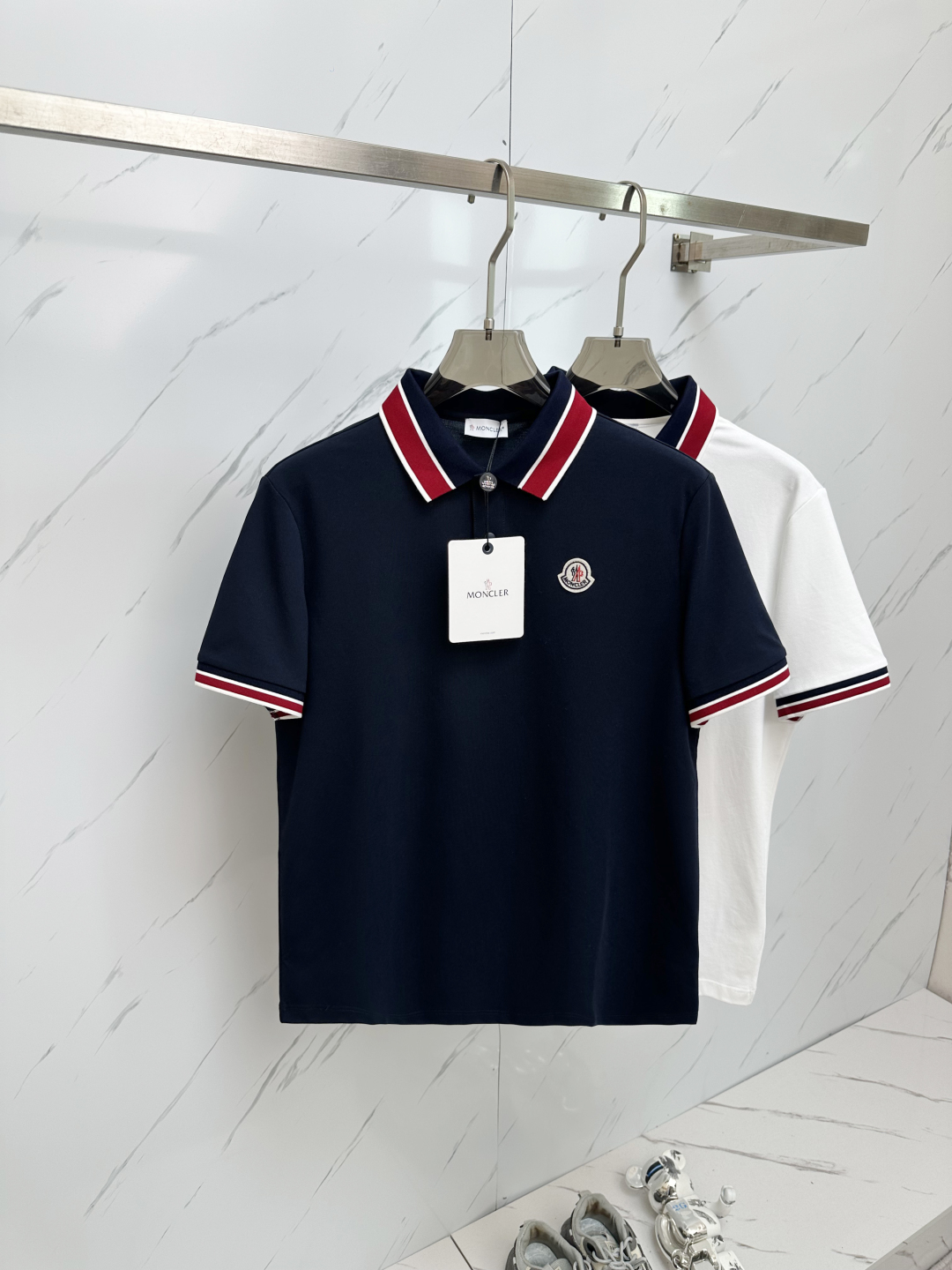 Moncler Men's Polo Shirt - Short Sleeve, Tri-Color Trim, Premium Cotton 2 cmp i1749383562758 5192 0 0