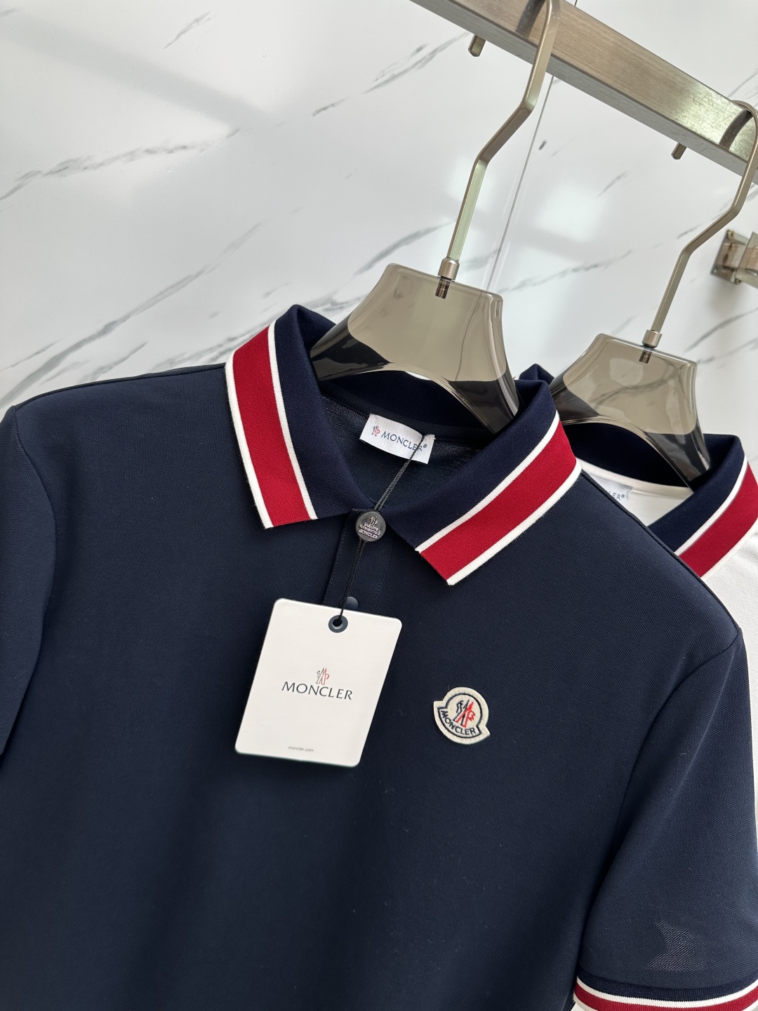 Moncler Men's Polo Shirt - Short Sleeve, Tri-Color Trim, Premium Cotton 3 cmp i1749383563468 5836 0 1