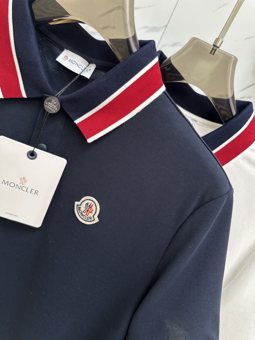 Moncler Men's Polo Shirt - Short Sleeve, Tri-Color Trim, Premium Cotton 5 cmp i1749383564801 8023 0 3