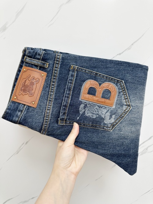 Men's Stretch Denim Jeans with 'B' Logo and Washed Finish (Sizes 28-36) 1 Men's Stretch Denim Jeans with 'B' Logo and Washed Finish (Sizes 28-36)