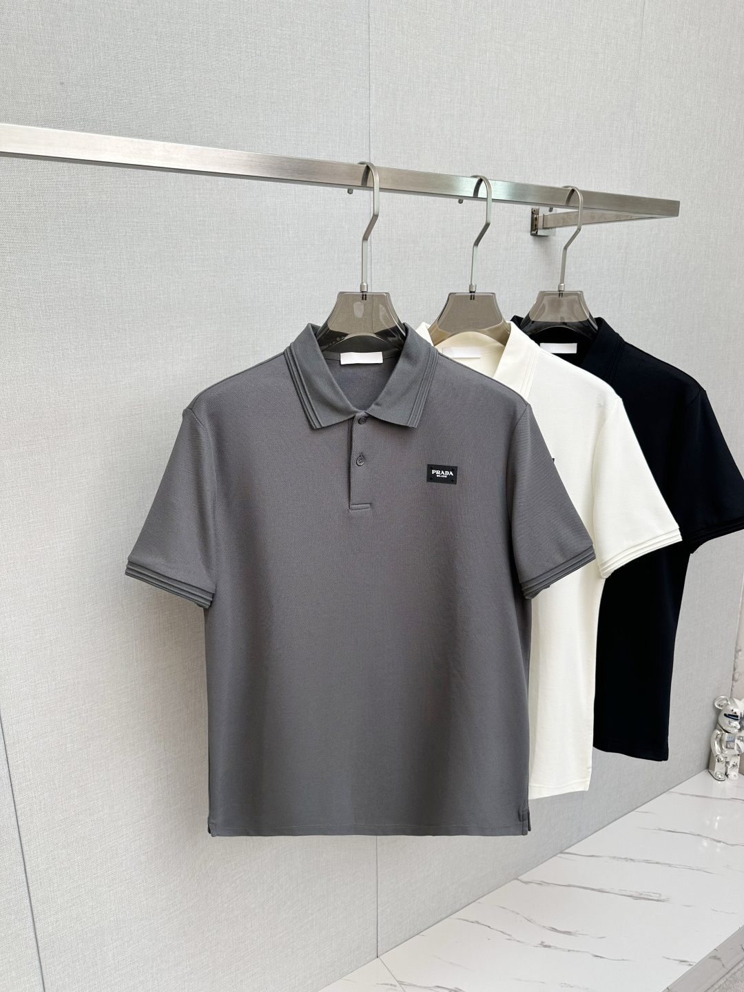 Prada Men's Short Sleeve Polo Shirt, Premium Pique Cotton, Casual Style