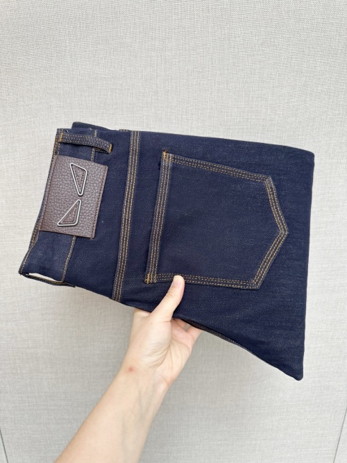 Fendi Men's Dark Blue Denim Jeans with Brown Leather Logo Patch 1 Fendi Men's Dark Blue Denim Jeans with Brown Leather Logo Patch