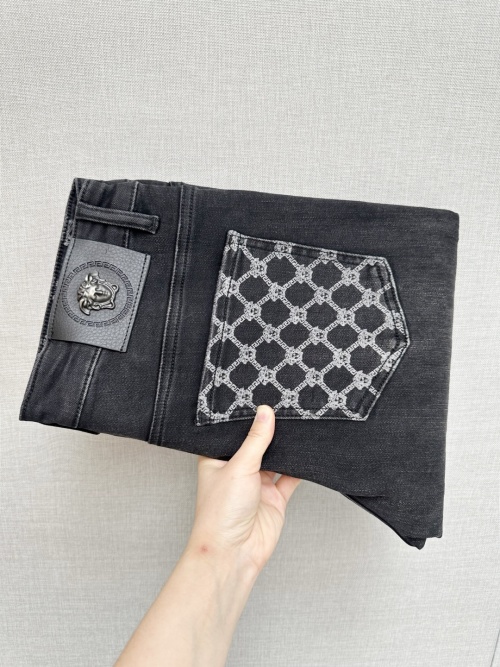 Versace Men's Black Denim Jeans with Patterned Pocket Detail 1 Versace Men's Black Denim Jeans with Patterned Pocket Detail