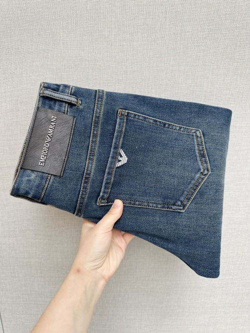 Emporio Armani Men's Washed Denim Jeans with Logo Detail 1 Emporio Armani Men's Washed Denim Jeans with Logo Detail