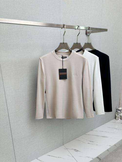 Zegna Long Sleeve T-Shirt, Comfortable and Breathable, Logo Badge Design 1 Zegna Long Sleeve T-Shirt, Comfortable and Breathable, Logo Badge Design