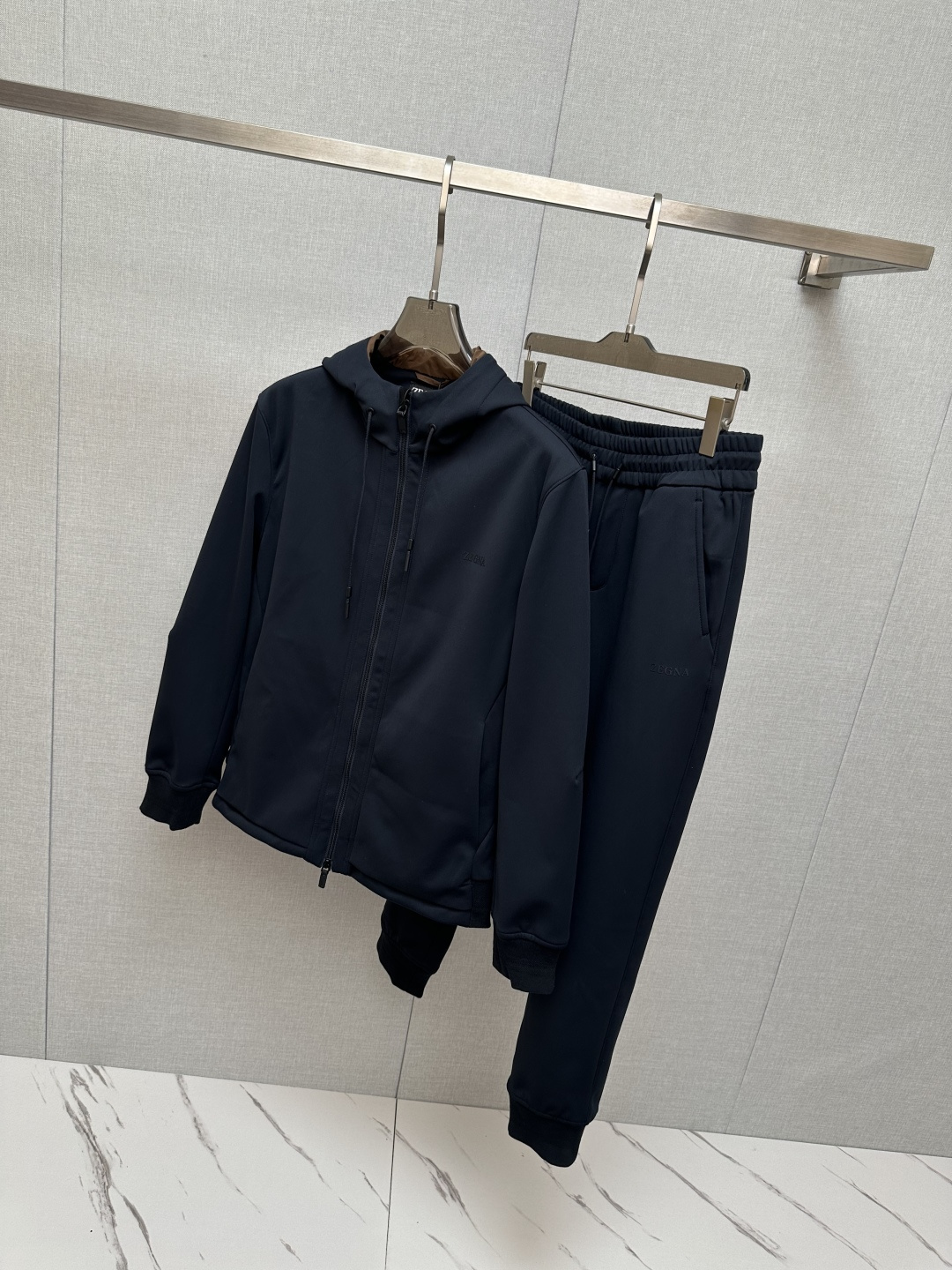 Zegna Men's Navy Blue Functional Fabric Tracksuit with Hooded Jacket 9 cmp i1754570155599 6838 0 7