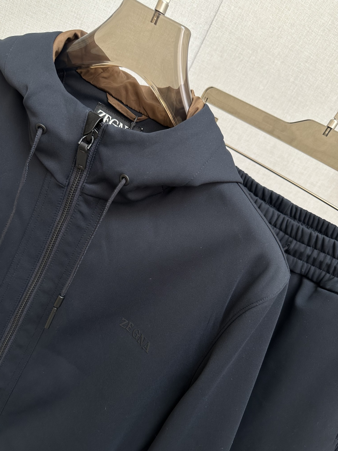 Zegna Men's Navy Blue Functional Fabric Tracksuit with Hooded Jacket 6 cmp i1754570158109 7983 0 4