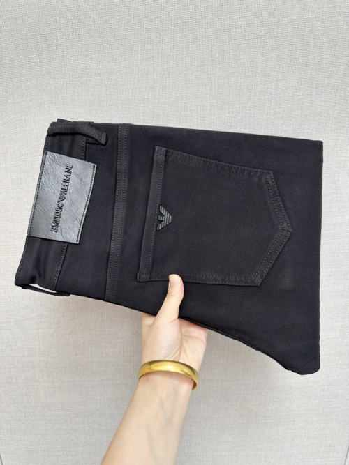 Emporio Armani Men's Black Denim Jeans with Logo and Washed Finish 1 Emporio Armani Men's Black Denim Jeans with Logo and Washed Finish