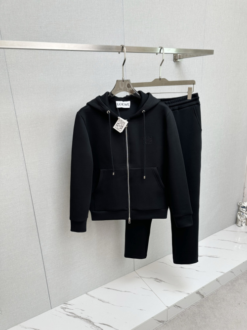 Loewe Men's Black Cotton Blend Tracksuit With Embroidered Logo Detail 1 Loewe Men's Black Cotton Blend Tracksuit With Embroidered Logo Detail