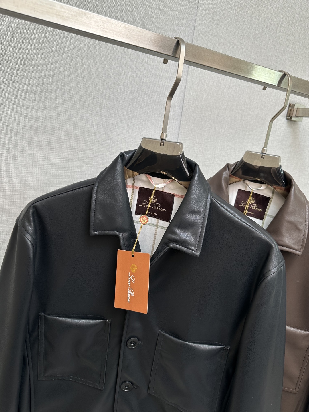 LORO PIANA Men's PU Leather Jacket, Long Sleeve Button-Down Shirt 3 cmp i1757417462824 4181 0 1