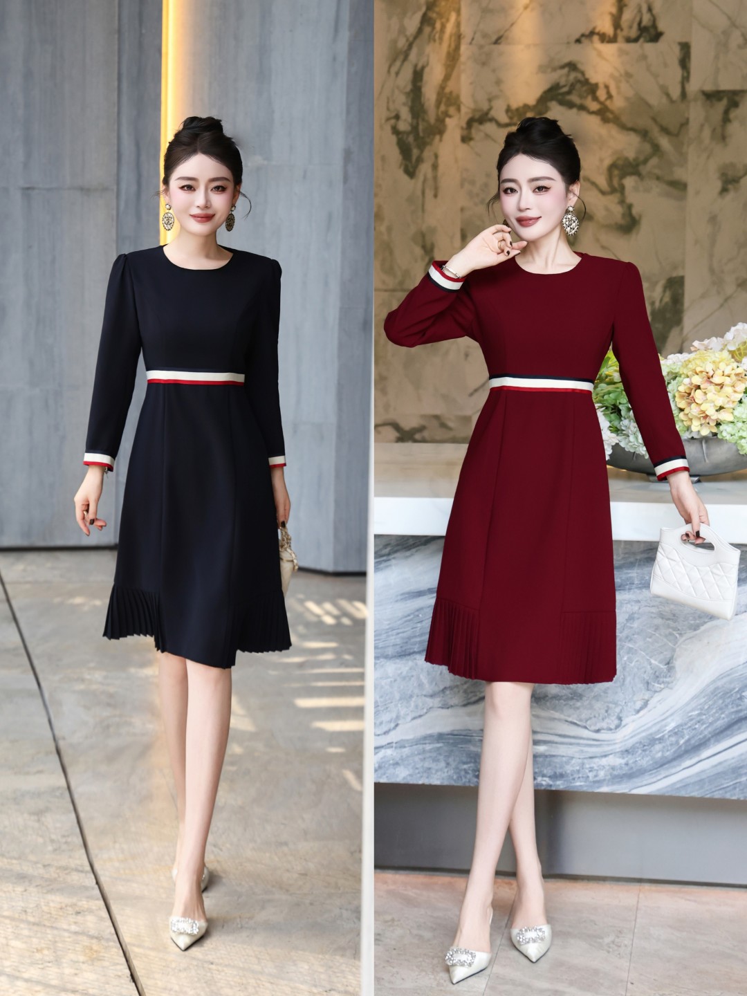 2025 New Fashion Women’s Clothes: G’s Blue/Dinish Red, High-Quality, Circa Collar, Short Design - 图片 7