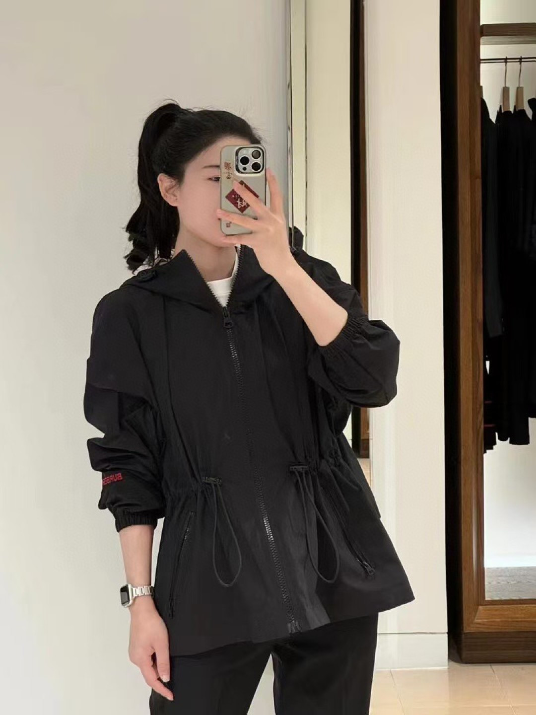 BURBERRY nylon windbreaker, lightweight hooded jacket with zipper and mesh panels. Two colors, sizes S-XXL. Ready to ship.-Big cat