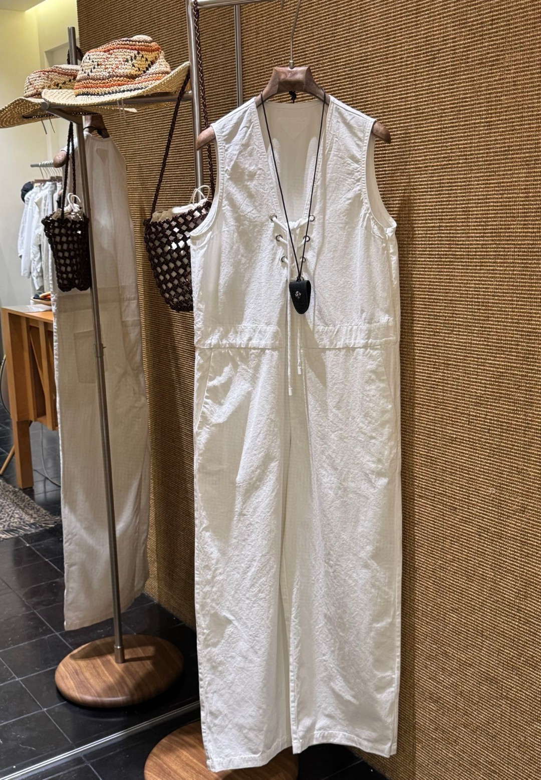 Prada Linen-Cotton Jumpsuit with Triangle Logo - Sleeveless, High-Waisted 10 cmp a1747410849284 3143