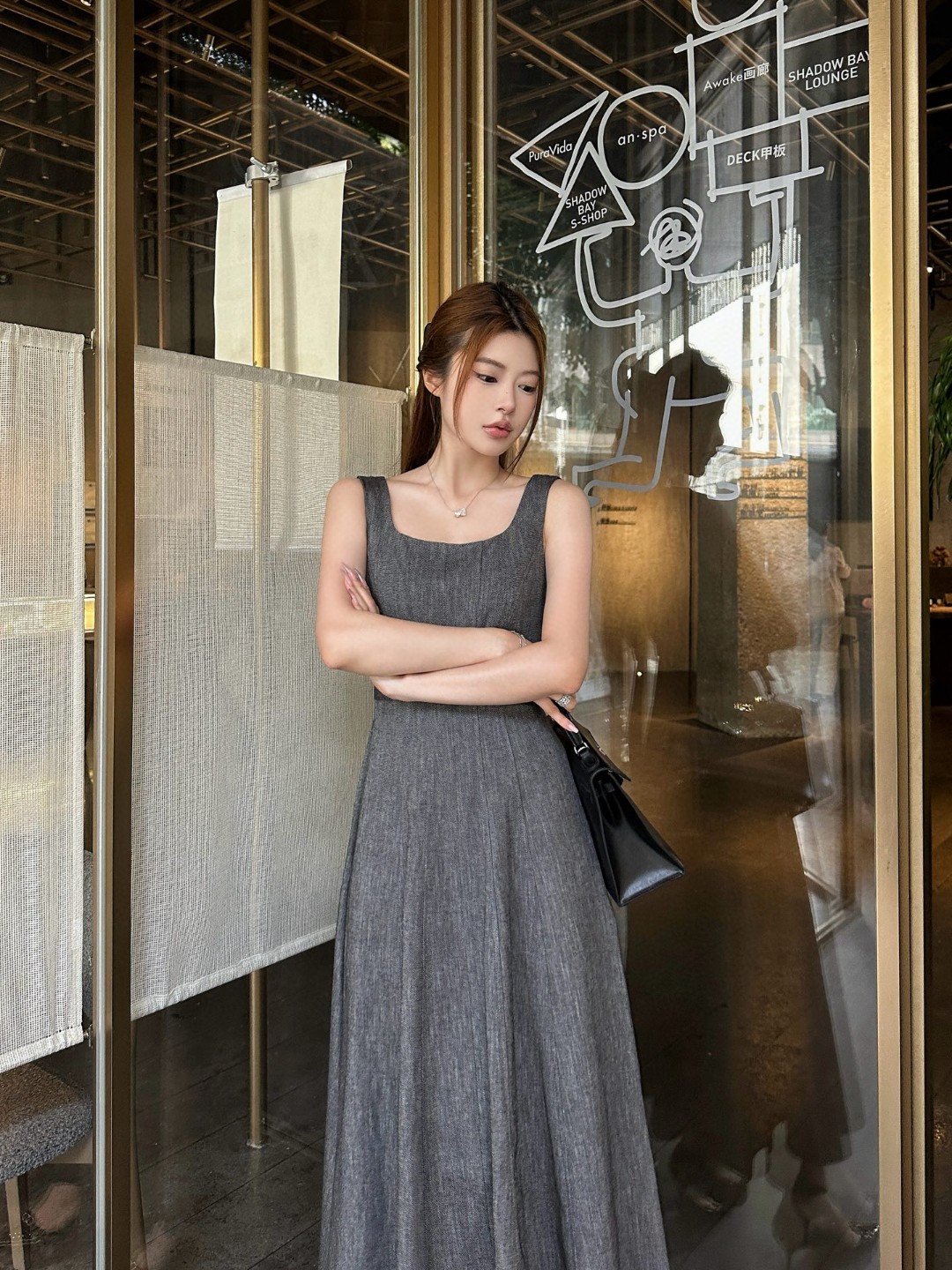 Elegant Texture Grey Cami Dress - Slim Fit, Versatile Style, All-Season Wear 10 cmp a1747497293461 6185
