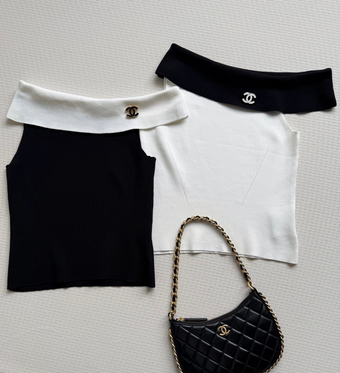 Chanel Black & White Short Sleeve Top - Chic, Asymmetrical Design 9 cmp a1747497384749 6481