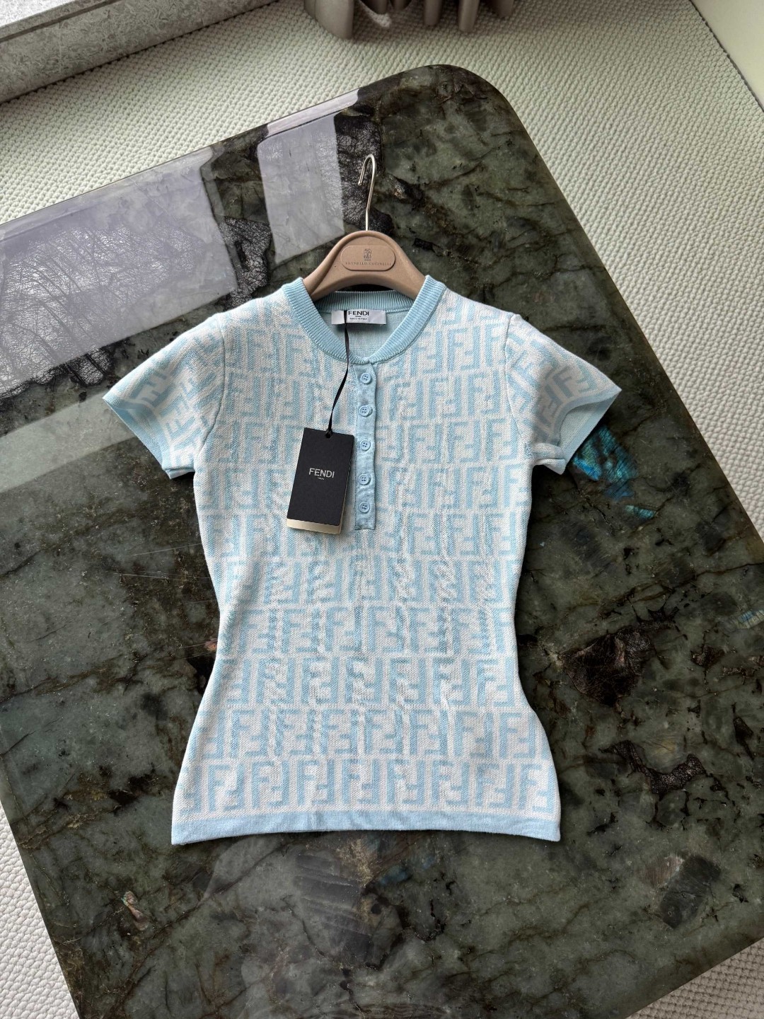 Fendi FF Motif Knit Short Sleeve Top - Stylish & Comfortable 7 cmp a1748618836161 7255