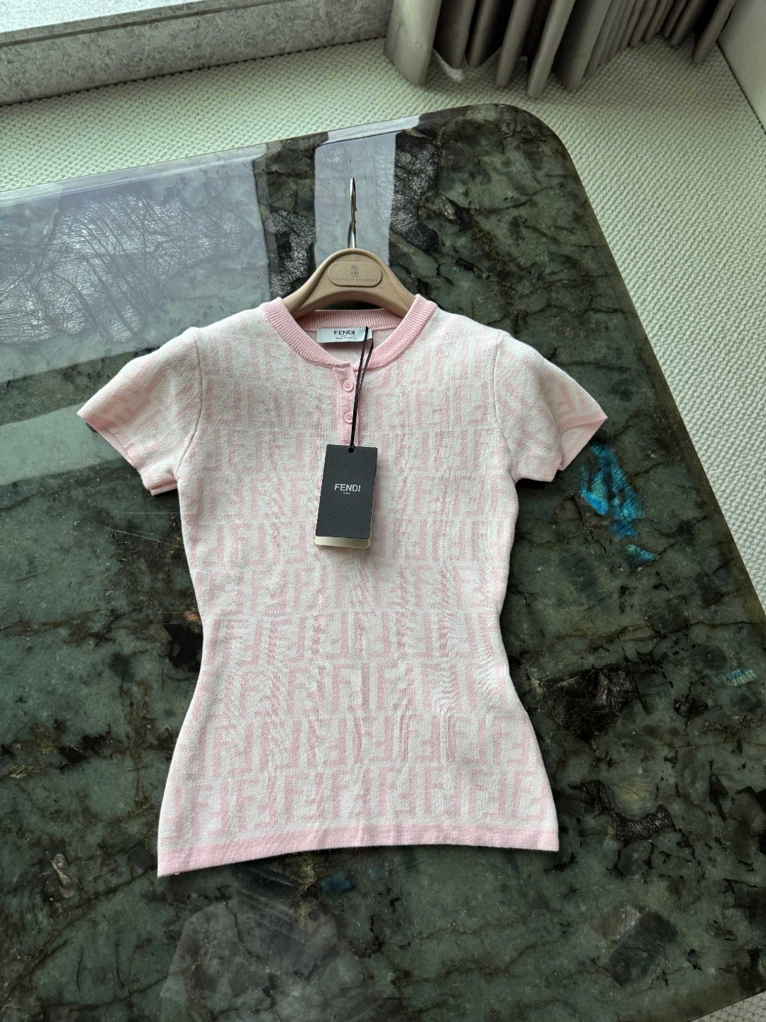 Fendi FF Motif Knit Short Sleeve Top - Stylish & Comfortable 9 cmp a1748618836162 8118