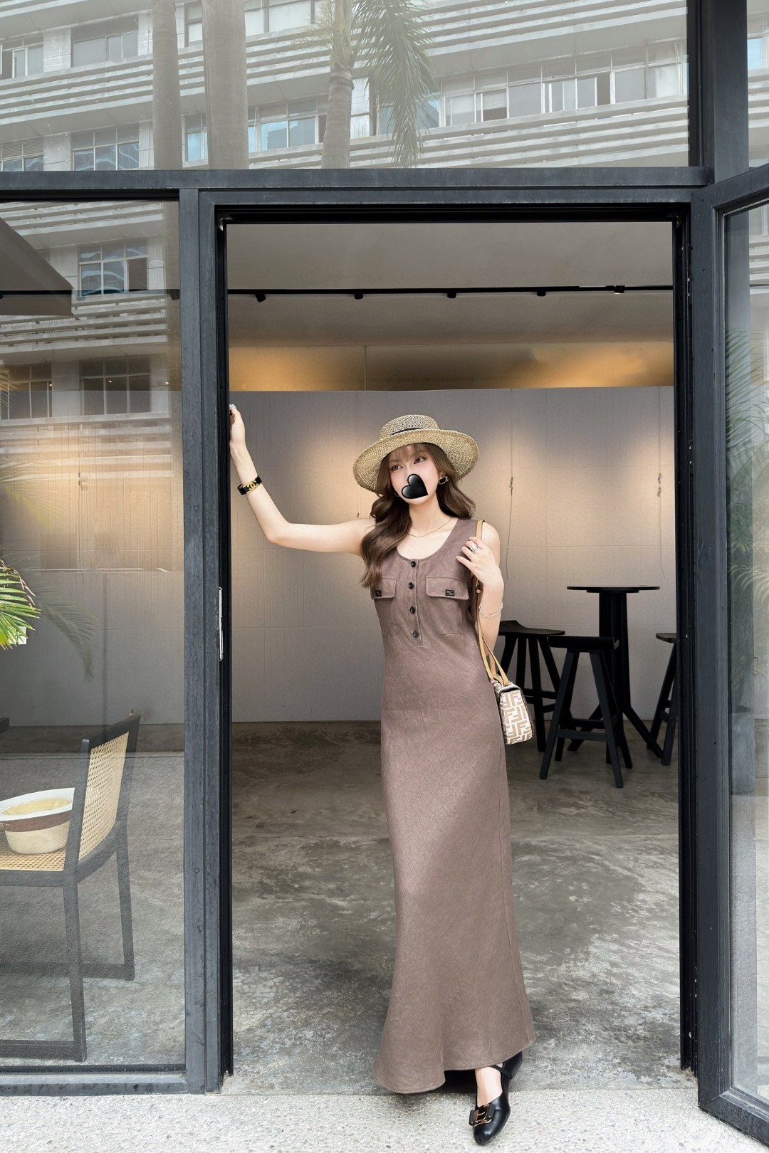 Elegant Linen U-Neck Sleeveless Dress - Flared Hem, Fitted Waist - S, M, L 8 cmp a1748793131940 7743