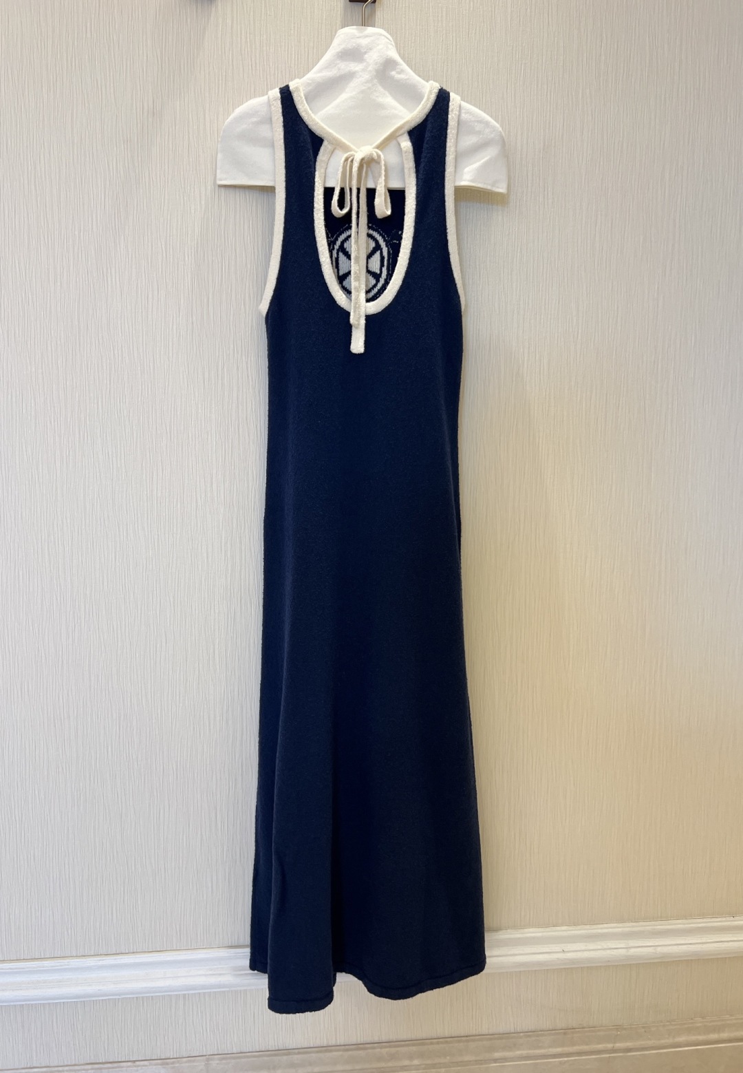 Nautical Navy Knit Dress with Stylish Rudder Pattern & Flattering Open Back 10 cmp a1754668670129 7630