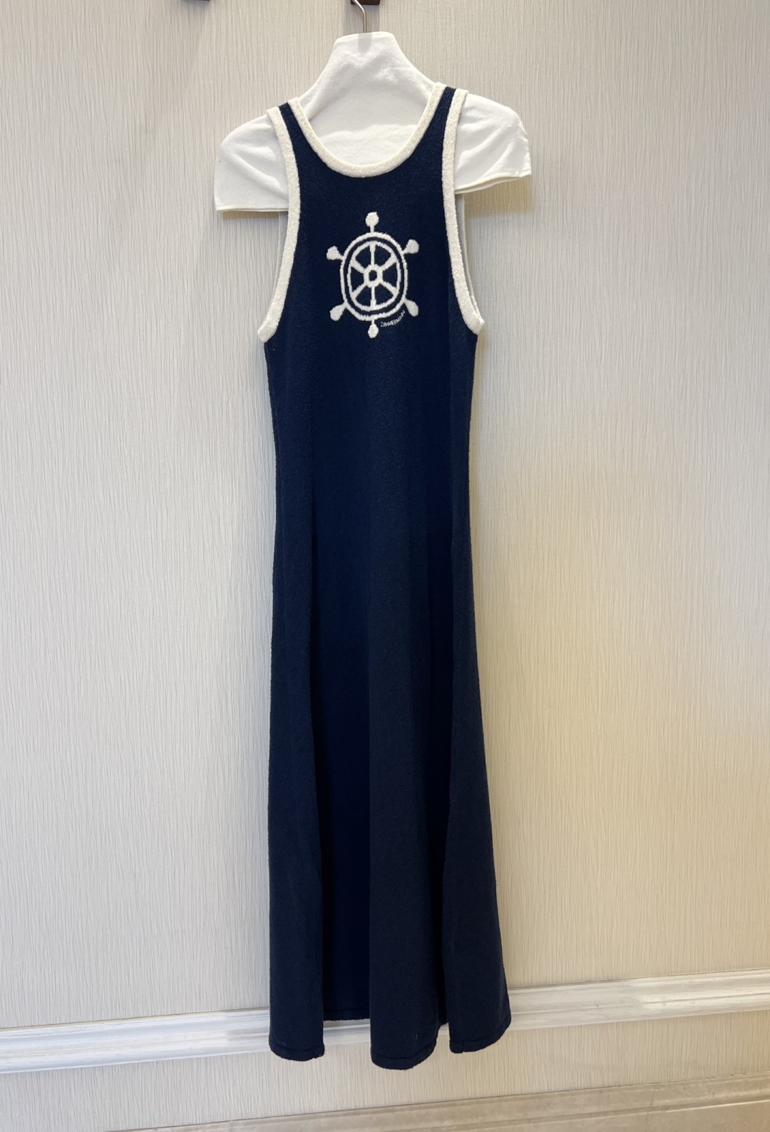 Nautical Navy Knit Dress with Stylish Rudder Pattern & Flattering Open Back 7 cmp a1754668670130 5112