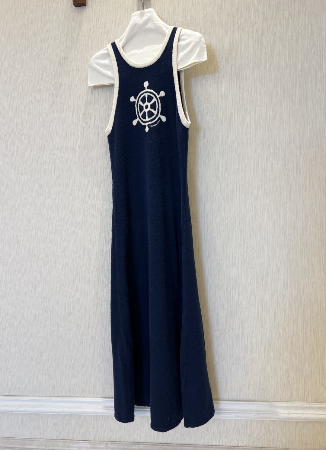 Nautical Navy Knit Dress with Stylish Rudder Pattern & Flattering Open Back 8 cmp a1754668670130 7277