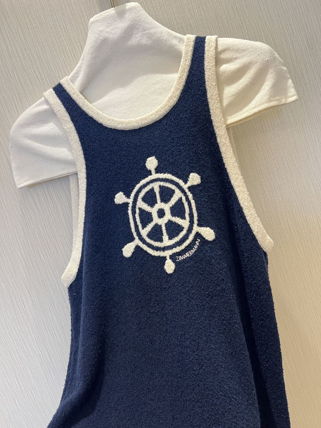 Nautical Navy Knit Dress with Stylish Rudder Pattern & Flattering Open Back 9 cmp a1754668670131 4013