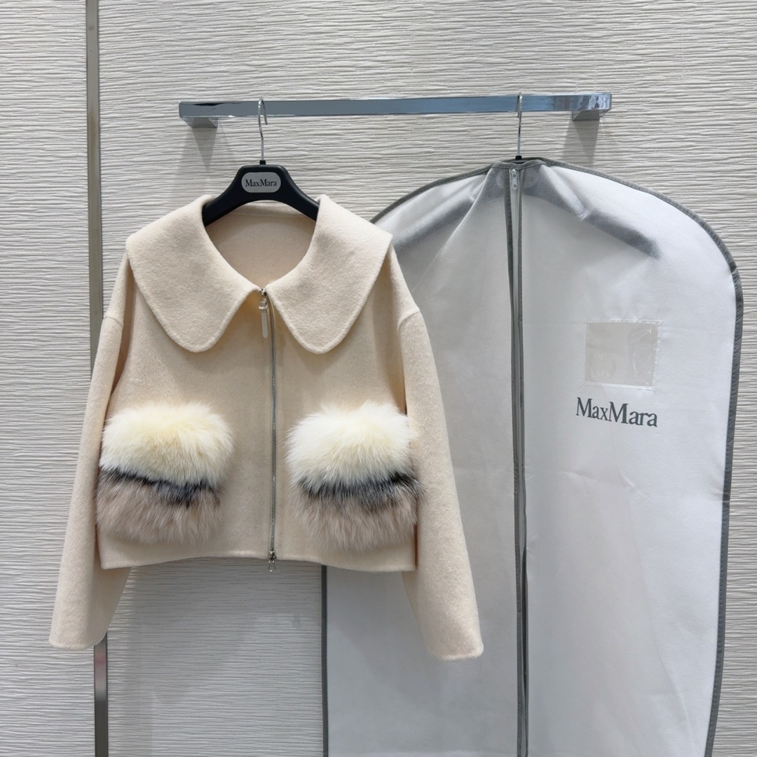 Elegant Fox Fur Trim Wool Cashmere Coat - Max Mara Inspired 10 cmp a1757087717175 6010