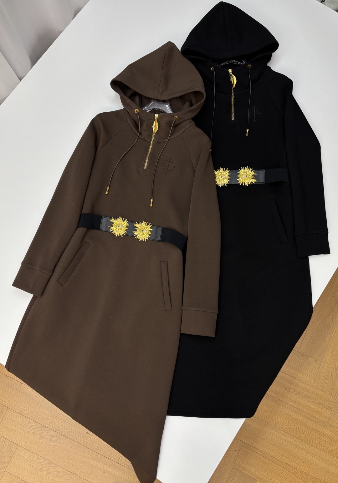 Schic Space Cotton Hooded Mini Dress with Half-Zip & Belt - Chic & Casual 10 cmp a1757951854756 5520