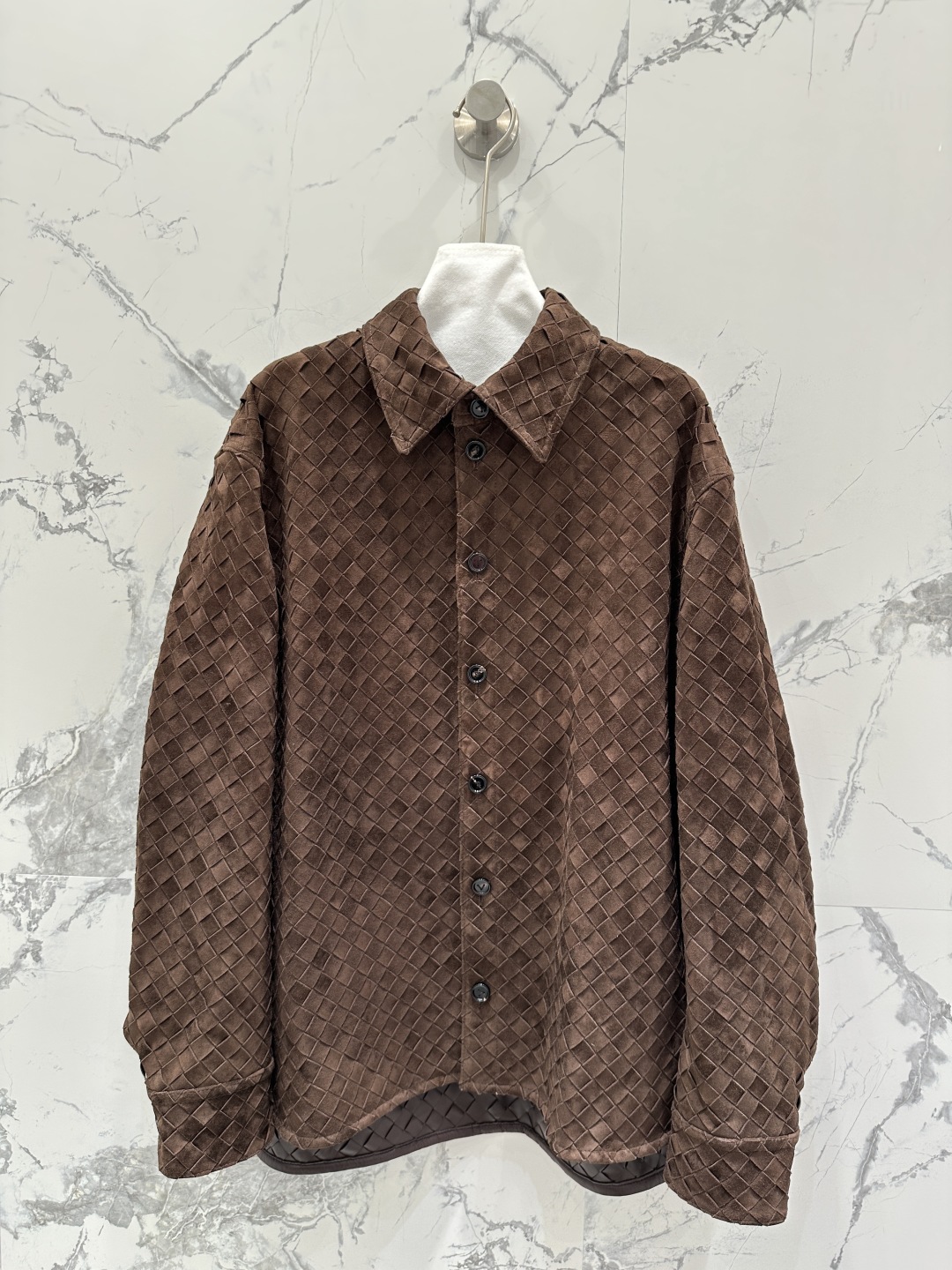 Bottega Veneta Suede Shirt Jacket, Hand-Woven Leather Outerwear 8 cmp a1758035246397 2460
