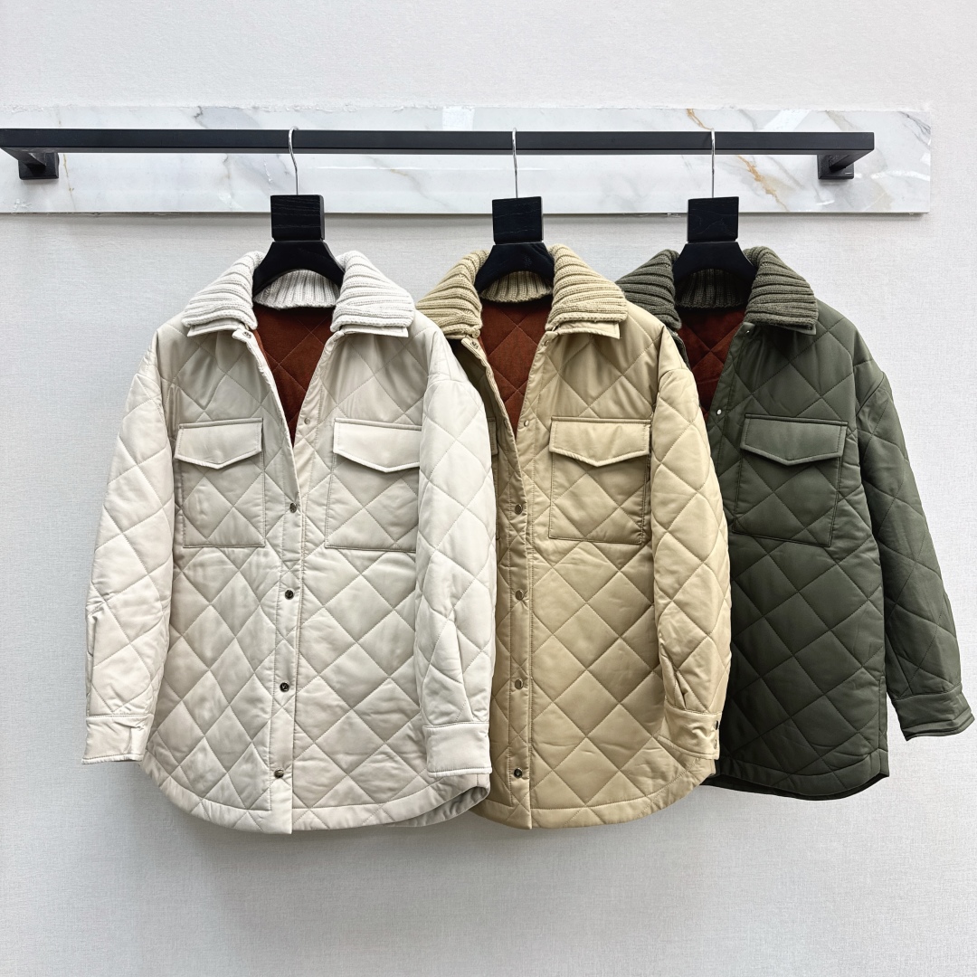 Wool Knit Collar Cotton Coat - Stylish Mid-Length H-Line Jacket 10 cmp a1758467547211 5156