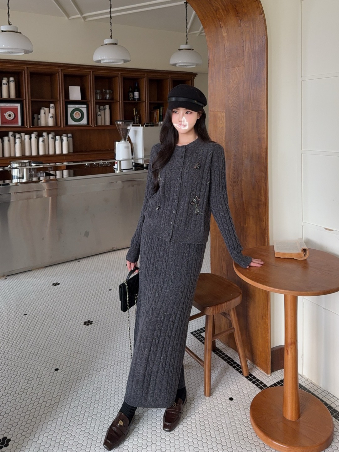 Elegant Wool Blend Cardigan & A-Line Skirt Set with Beaded Embellishments 10 cmp a1761926291041 4801