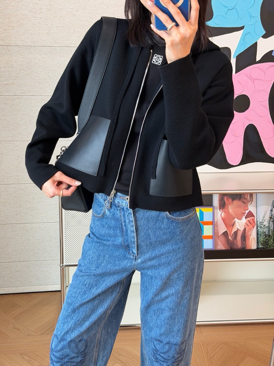 Luxury Knit Cardigan with Anagram Leather Pocket - Soft & Comfortable 8 cmp a1765187869280 4025