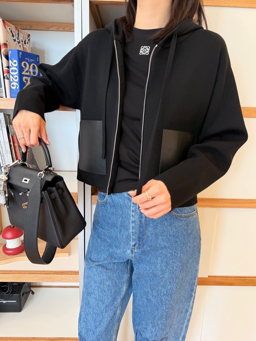 Luxury Knit Cardigan with Anagram Leather Pocket - Soft & Comfortable 10 cmp a1765187869280 7551