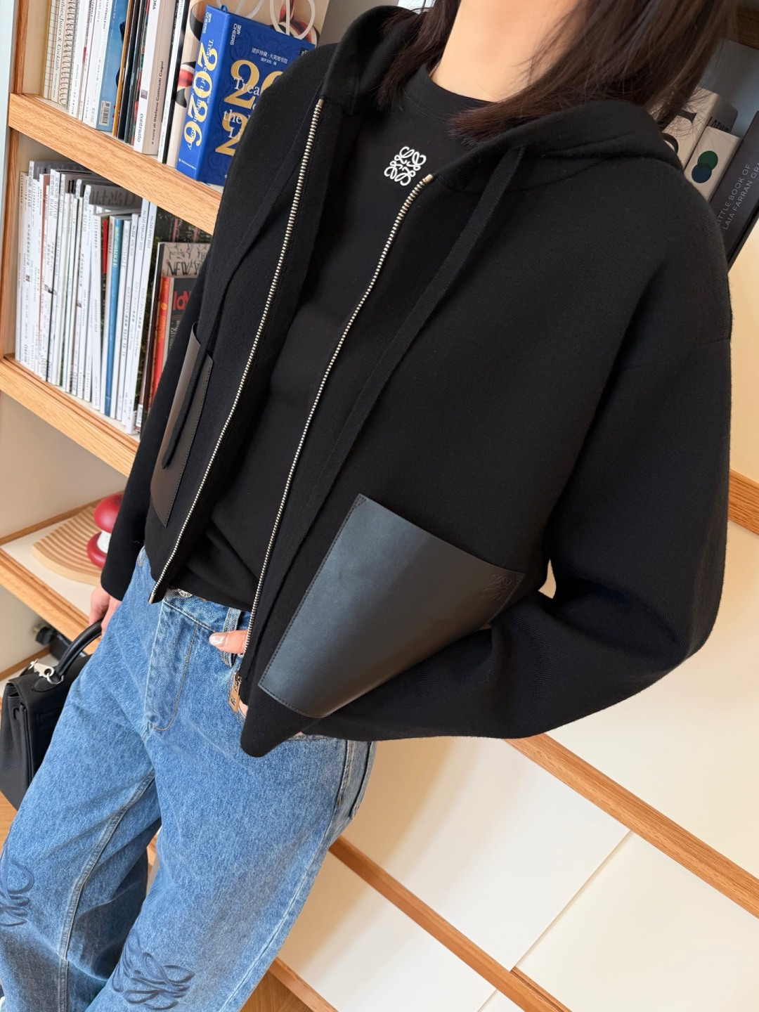 Luxury Knit Cardigan with Anagram Leather Pocket - Soft & Comfortable 9 cmp a1765187869282 6313