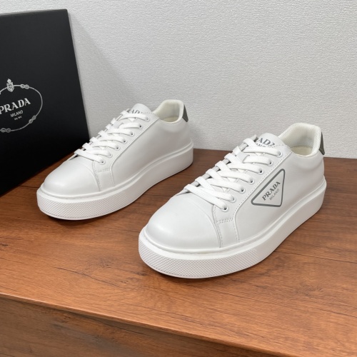 Prada Leather Low-Top Sneakers Classic Triangle Logo Lace-up Shoes